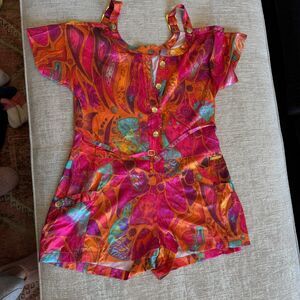 Apple Bottoms Y2K Disco Women's Multi-Color Retro Romper Sz 11/12